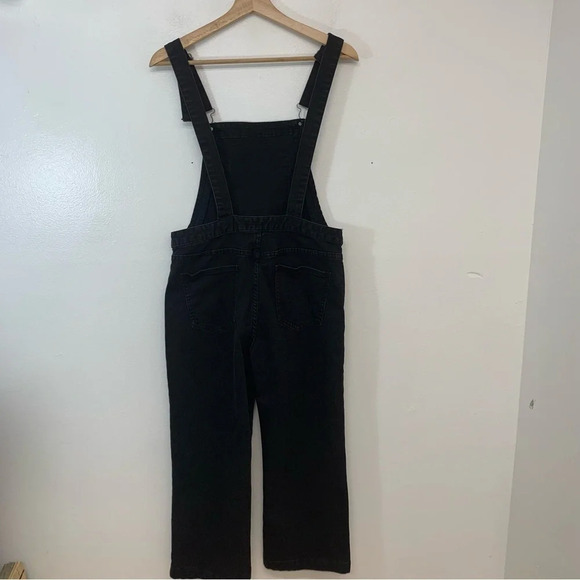 Denim Overalls Woman 28  Black Straight Crop Stretch Pockets  Mid Rise Y2K Retro - Picture 5 of 13